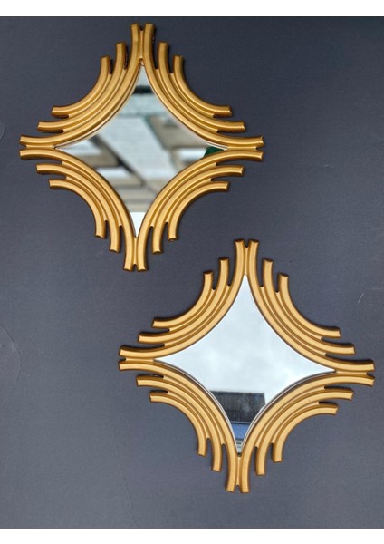 Dekoratif Polyester Ikili Kare Ayna Takımı Gold fiyatları