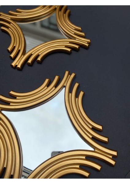 Dekoratif Polyester Ikili Kare Ayna Takımı Gold fırsatları