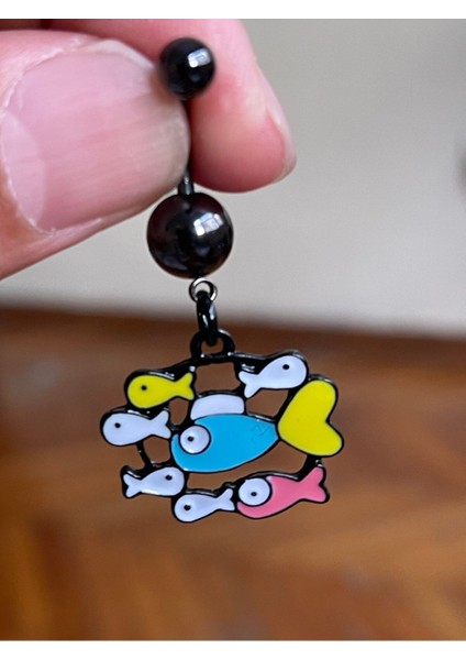 Cerrahi Çelik Piercing Yavru Balıklar Piercing Renkli Balık Göbek Piercingi