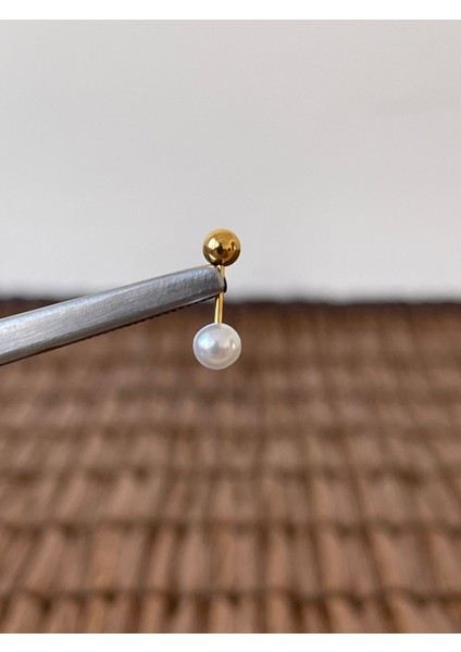 316 L Cerrahi Çelik Anti Alerjik 8 mm Incili Kıkırdak Helix Tragus Piercingi