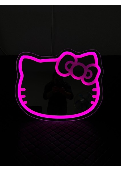Hello Kitty Tasarımlı Işıklı Dekoratif Ayna-Pembe LED Işık fiyatları