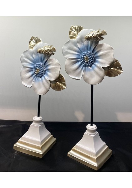 Dekoratif Polyester Ikili Çiçek Aksesuar Beyaz-Mavi fiyatları