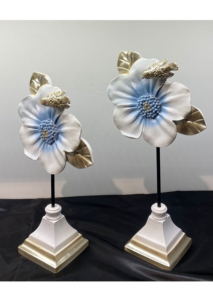 Dekoratif Polyester Ikili Çiçek Aksesuar Beyaz-Mavi modelleri