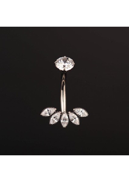 Beş Markiz Zirkon Titanyum Göbek Piercing Ultraliğht 10 mm Titanyum Göbek Piercingi