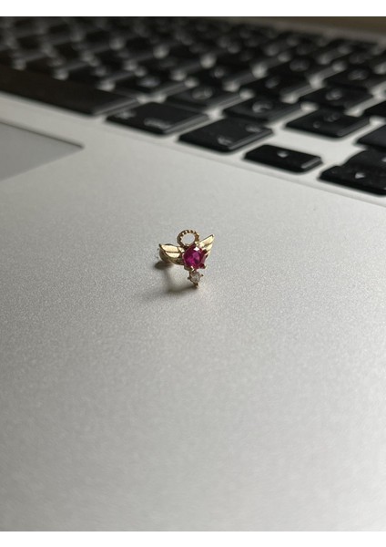 316 L Cerrahi Çelik Dudak Kıkırdak Helix Tragus Piercingi Melek Detaylı Piercing