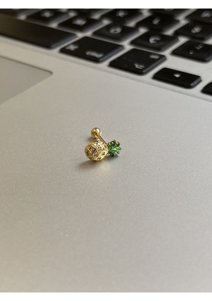 316 L Cerrahi Çelik Dudak Kıkırdak Helix Tragus Piercingi ananas Detaylı Piercing