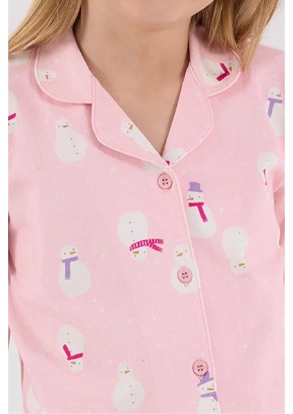 Uzun Kol Önden Düğmeli Kız Çocuk Pijama Takım 3713 fiyatları