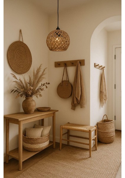 Handmade Jüt Örme Tekli Top Şeklinde Sarkıt Hol Antre Çocuk Odası Kafe Avize fırsatları