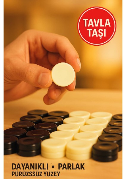 Akrilik Tavla Taşı Seti – 30 Adet Parlak, Dayanıklı ve Standart Ölçü Siyah Beyaz Pul Takımı