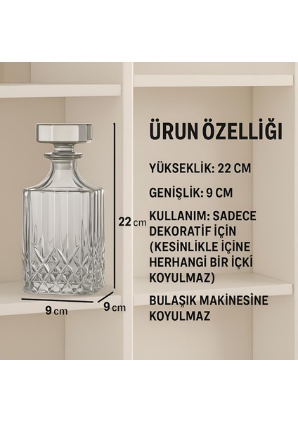 Şampanya Kristal Dekoratif Şişe – El İşçiliği Cam Obje (22 cm)