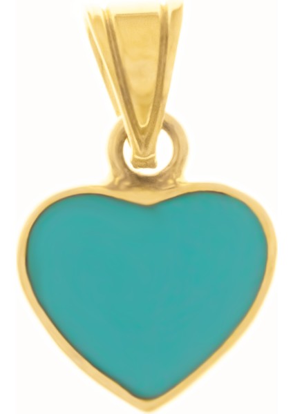 Mavi Mineli Kalp 14 Ayar Kolye Ucu