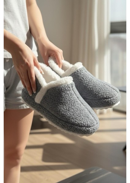 Lory Kadın Ev Botu Peluş Ev Pandufu Ses Yapmaz Taban Sıcak Şık Kürklü Panduf