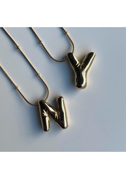 Bubble Çelik Harf Kolye