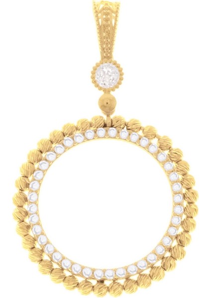 Taşlı Dorikalı Çeyrek Altın Çerçevesi 14 Ayar Altın