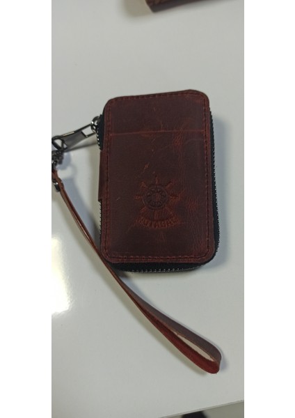 Gerçek Deri Fermuarlı Bordo Kartlık &anahtarlık
