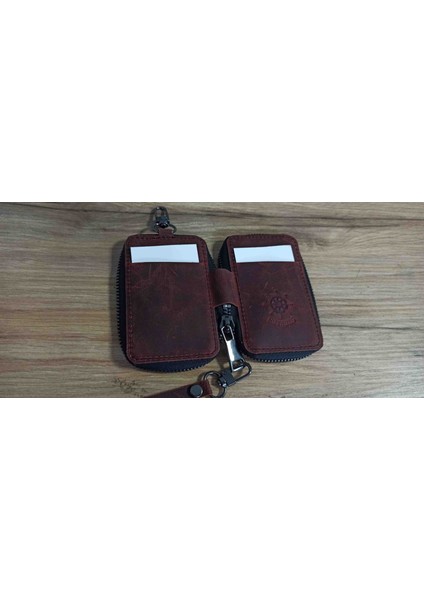 Gerçek Deri Fermuarlı Bordo Kartlık &anahtarlık fiyatları
