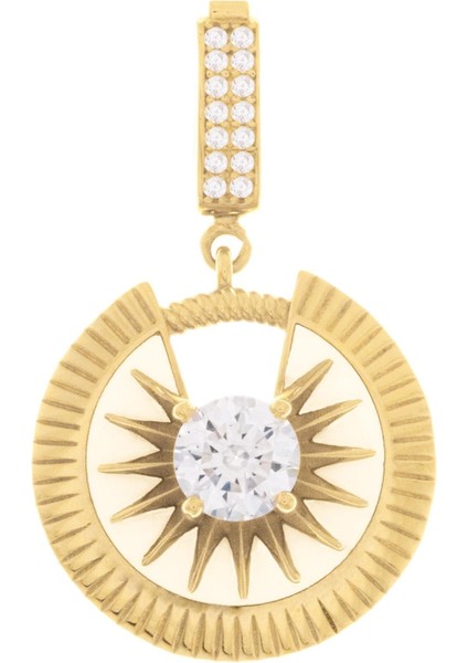 Yuvarlak Taşlı 14 Ayar Kolye Ucu