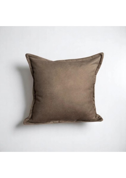 Tokyo - Köşe Hat Dikişli Suni Nubuk Deri Kırlent Kılıfı / 50X50CM