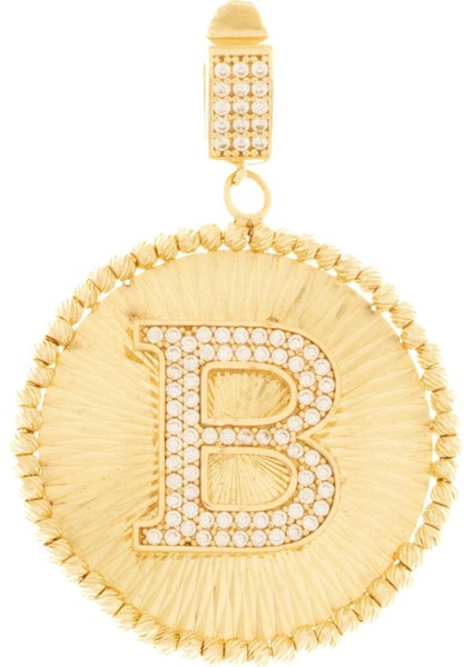 B Harfi 14 Ayar Altın Charm Kolye Ucu