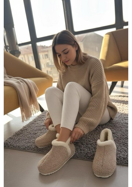 Lory Kadın Ev Botu Peluş Ev Pandufu Ses Yapmaz Taban Sıcak Şık Kürklü Panduf modelleri