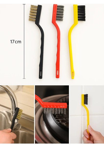 3'lü 17CM Tel Fırça Seti (Plastik, Pirinç, Çelik) | Pas ve Kir Sökücü Detay Fırçası fiyatları