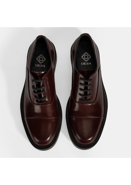 Kadın Bordo Bağcıklı Klasik Deri Ayakkabı