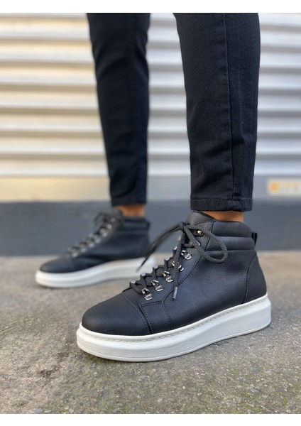 JY206 Ottawa Bağcıklı Ortopedik Taban Cilt Erkek Spor Bot Cbt - Siyah fiyatları