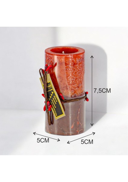 Çift Renkli Dekoratif Silindir Mum, 7,5 cm Yükseklik, 5 cm Çap, Kırmızı Meyveli Süsleme modelleri