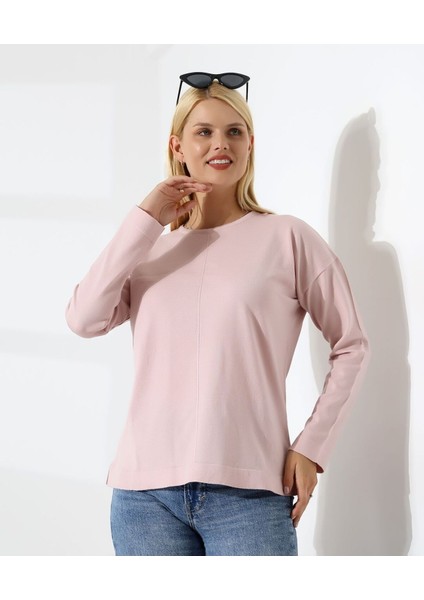 Ortadan Dikişli Kadın Triko Kazak