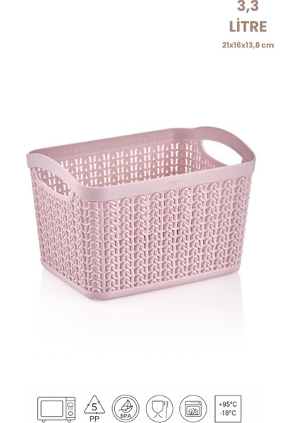 Örgü Desenli 3,3 Litre Çok Amaçlı Sepet – Bpa’sız, Dayanıklı, Şık ve Pratik Tasarım - 21X16X13,8 cm modelleri