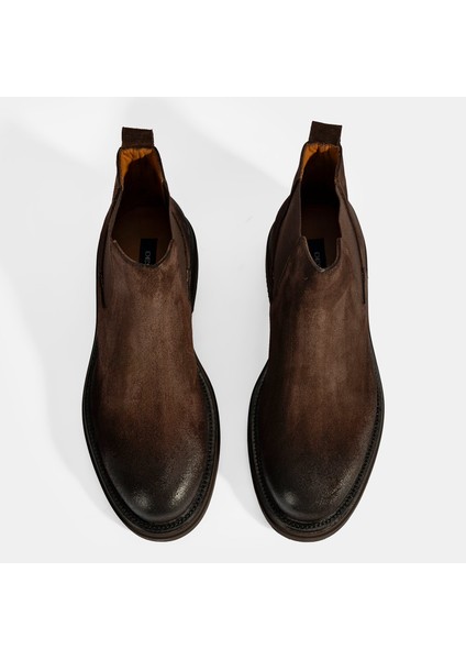 Erkek Kahve Lastikli Süet Bot