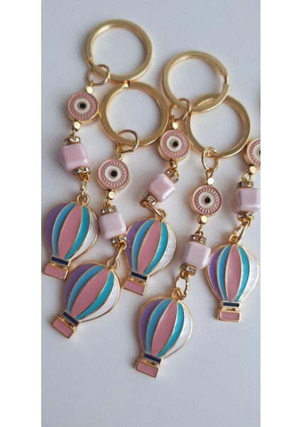 Hediyelik Nazar Boncuklu Özgürlük Simgesi Balon Anahtarlık - Pembe 10,5 cm fırsatları