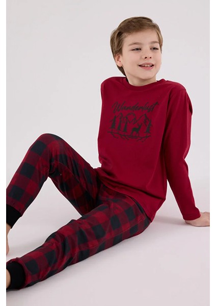 Uzun Kol Ekoseli Erkek Çocuk Pijama Takım 3502 fiyatları