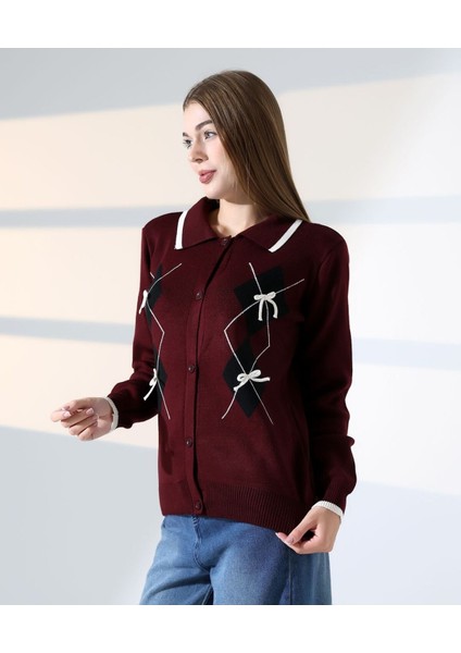 Baklava Desen Polo Yaka Kadın Kazak fiyatları