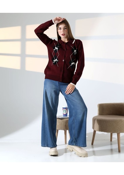 Baklava Desen Polo Yaka Kadın Kazak fırsatları