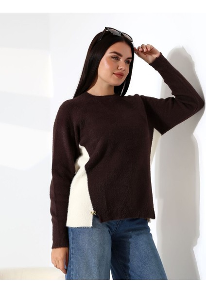 Blok Renkli Yan Detaylı Triko Kazak fiyatları