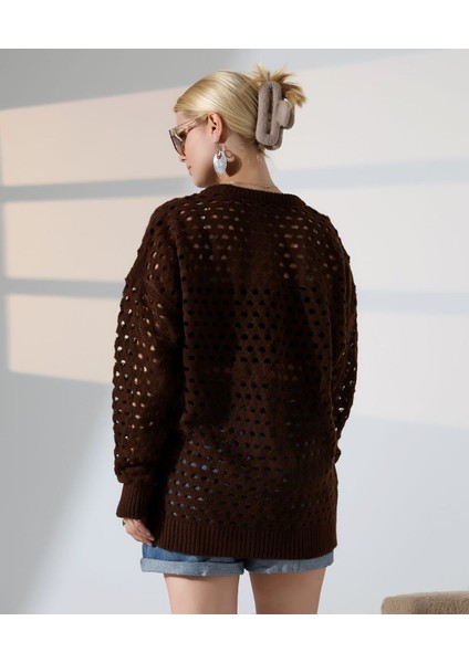 Delikli Uzun Kol Kadın Triko Kazak indirimleri