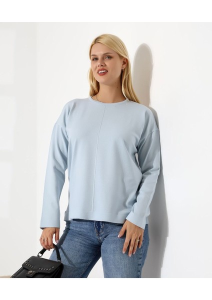 Ortadan Dikişli Kadın Triko Kazak