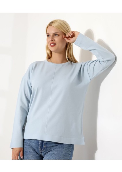 Ortadan Dikişli Kadın Triko Kazak modelleri