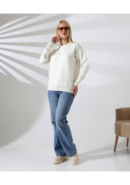 Kendinden Desenli Casual Triko Kazak modelleri