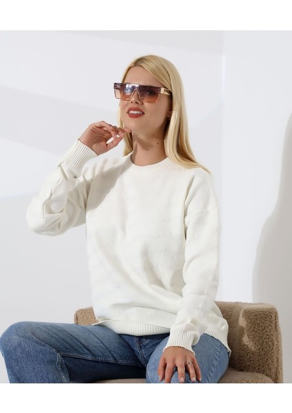 Kendinden Desenli Casual Triko Kazak fırsatları