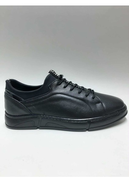 Hakiki Deri Bağcıksız Rahat Kauçuk Taban Esnek Siyah Renk Kışlık Erkek Ayakkabı C-56251376HSA