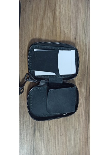 Gerçek Deri Fermuarlı Koyu Gri Kartlık modelleri