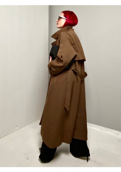 Premium Kadın Uzun Trench