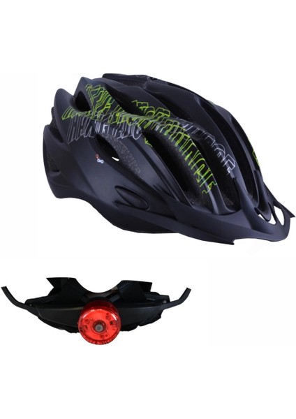 Bisiklet Kaskı Yetişkin Vizörlü - Ledli-Fileli [siyah] R-26 [56 - 58 cm / M] Rectus