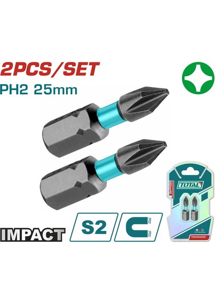 TACIM71PH225 Darbeli PH2X25 mm Bits Ucu 2 Li Paket