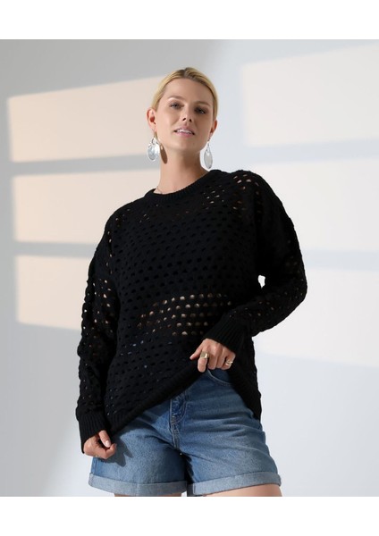 Delikli Uzun Kol Kadın Triko Kazak fiyatları