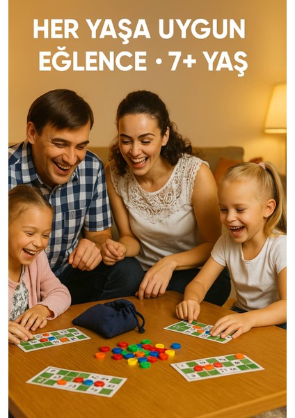 Lüks Tombala Seti 1.6 mm Kalın Büyük Taşlı • Aile Boyu Eğlencelik Tam Set Oyun • 7+ Yaş Kaliteli Kartlar