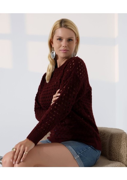 Delikli Uzun Kol Kadın Triko Kazak modelleri