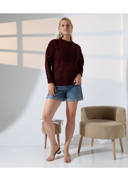 Delikli Uzun Kol Kadın Triko Kazak fırsatları